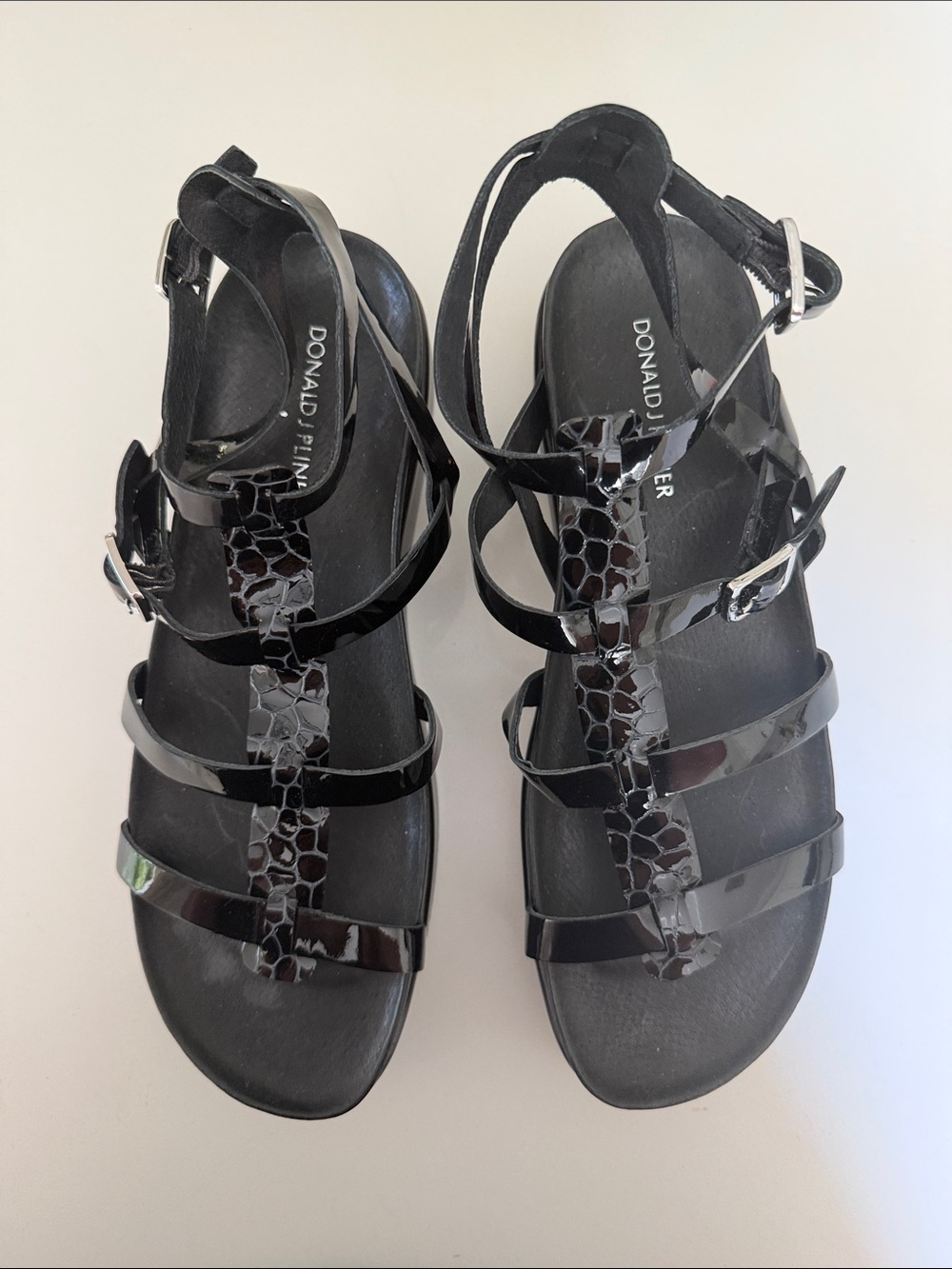 Donald J. Pliner Black Patent Strappy Sandals